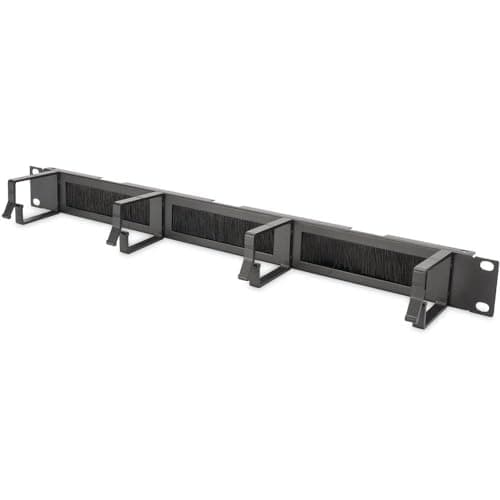 DIGITUS Pannello passacavi con boccola - 1U - 4 staffe di guida 44 x 60 mm - 19 pollici - Per armadi di rete e cavi di rete - Nero