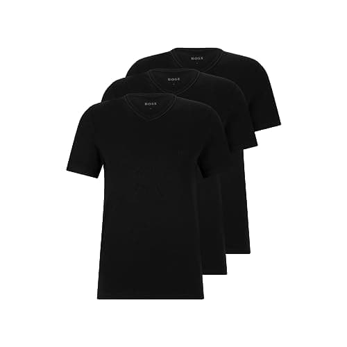 BOSS Herren 3er-Pack Jersey-t-Shirts mit V-Ausschnitt Unterhemd, Black Night, L