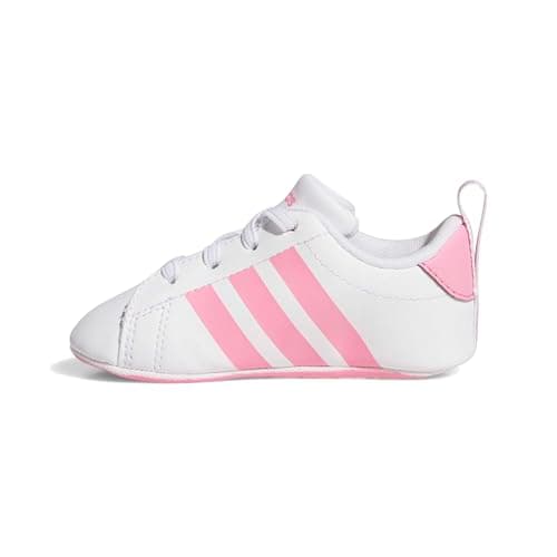 adidas Unisex - Bimbi 0-24 Grand Court Crib Shoes, Ftwr White/Bliss Pink/Ftwr White, 19 EU