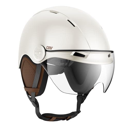 CASR Style - Urbaner Lifestyle-Helm für Fahrrad & E-Scooter - Transparentes Visier & Abnehmbare Ohrpolster - Optimaler Komfort für Damen & Herren - Creme - Größe L