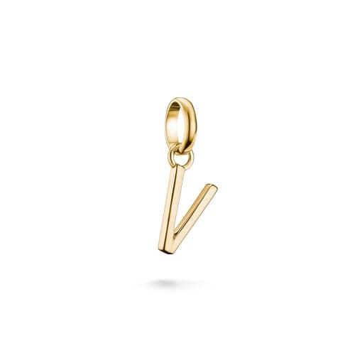 Thomas Sabo Charm Club Connect Ciondolo Charm Lettera V Placcatura Oro 18k Argento 925 Riciclato CC1228-413-39