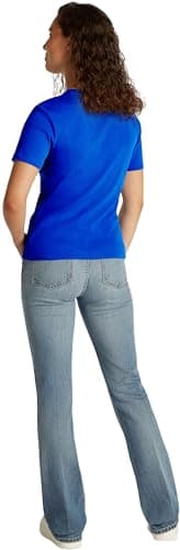 Tommy Hilfiger Damen T-Shirt Kurzarm Slim Cody Rundhalsausschnitt, Blau (Noble Blue), XS