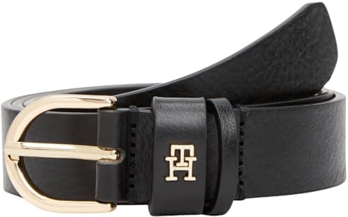Tommy Hilfiger Donna Cintura Essential Effortless 2,5 cm Cintura in Pelle, Nero (Black), 90 cm