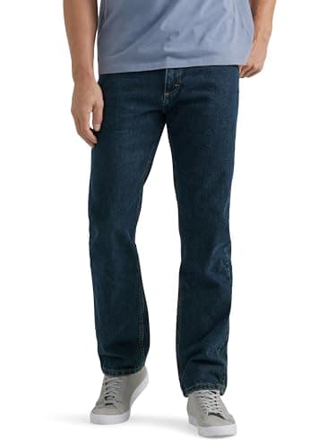 Wrangler Authentics Jean Classique à 5 Poches pour Homme en Coton, Coupe Droite, Bleu Nuit, 46W x 32L