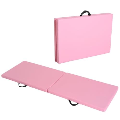 HOMCOM Tapis de Gymnastique Pliable Portable 180L x 60l x 5H cm Rose
