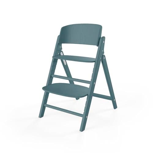 CYBEX Silla alta CLICK & FOLD dorada, Creciendo con el niño, 3-99 años, Se puede utilizar desde el nacimiento a través de accesorios separados, Madera de haya, Azul piedra