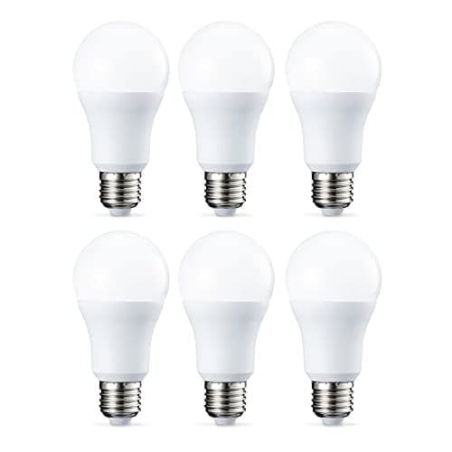 Amazon Basics Bombilla LED E27 rosca Edison, de 10 W (equivalente a 75 W), blanco frío, no regulable, paquete de 6