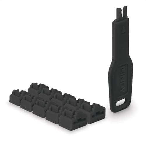 Lindy Verrous de Ports RJ45 (10 pièces) avec clé, Noir