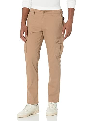 Amazon Essentials Uomo Pantaloni Cargo in Cotone Elasticizzato Vestibilità Slim, Kaki Scuro, 40W / 34L