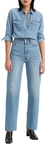 Levi's Ribcage Straight Ankle Jeans, Light Indigo Worn In, 32W / 29L Donna