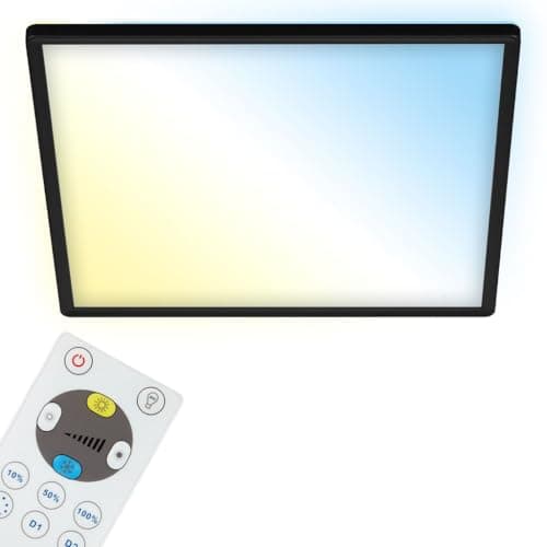 BRILONER - Lámpara de techo LED CCT, retroiluminada, ultraplana, regulable, control remoto, IP20, 3000 lúm, 42x42cm, blanco cálido, negro