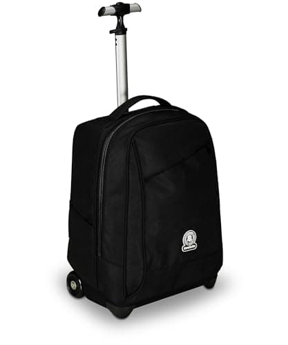 Invicta Chariot d'école Bénin Solid, Noir, 2 en 1, avec Bretelles à Usage Sac à Dos, Poche pour Bouteille d'eau et Porte-Ordinateur Portable, école et Voyage, garçons, Noir, Taglia Unica, Scolaire