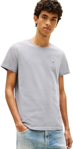Tommy Jeans Tjm Xslim Jersey Tee Dm0dm04411, Maglietta a Maniche Corte Uomo, Grey (Gravel Grey), XS