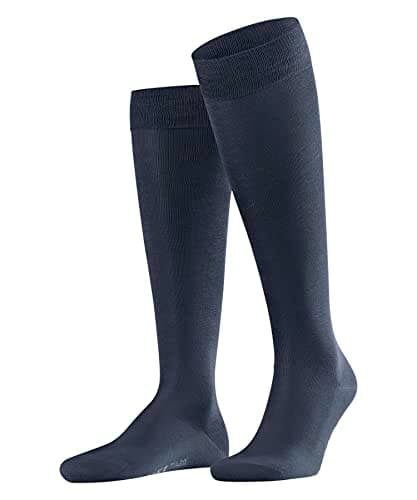 FALKE Tiago M Kh sostenibili cotone filo di Scozia al ginocchio tinta unita 1 paio, Calzini lunghi Uomo, Blu Space Blue 6116, 39-40