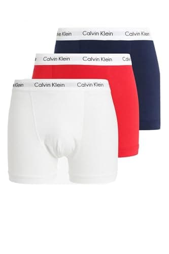 Calvin Klein 3p Trunk Bóxer, White/Red Ginger/Pyro Blue, S (Pack de 3) para Hombre