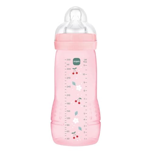 MAM Easy Active 6 meses y más Color Bayas (330 ml) - con chupete de silicona de velocidad X ultrarrápida - para bebé con cierre hermético