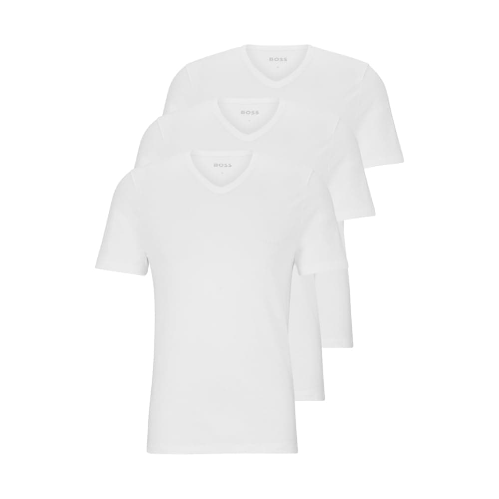 BOSS Lot de 3 t-Shirts en Jersey à col en V pour Homme, White Snow, Taille M