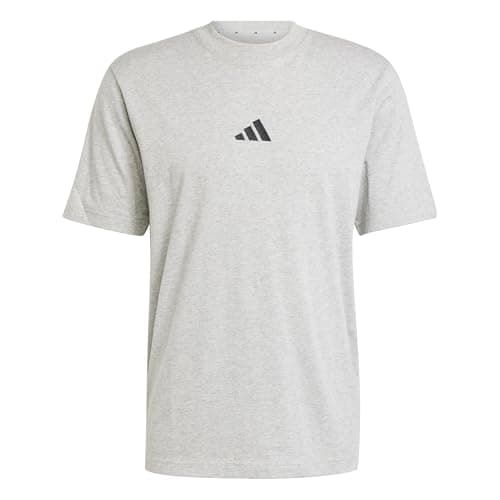 adidas Homme Essentials Small Logo Single Jersey Shirt, Medium Grey Heather/Black, L