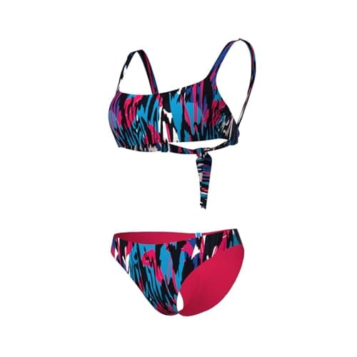 ARENA Water Prints Damenbikini, Badeanzug aus Elastischem Recyclingstoff, Schnelltrocknend, Strand- und Schwimmbad-Badeanzug für Damen, Damenbadeanzug mit Herausnehmbaren Cups und Top mit Bändern