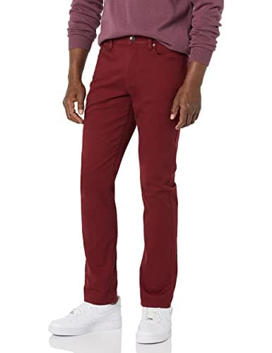 Amazon Essentials Pantaloni da Uomo in Twill di Cotone Elasticizzato a vestibilità Aderente, Bordeaux, 32W / 29L