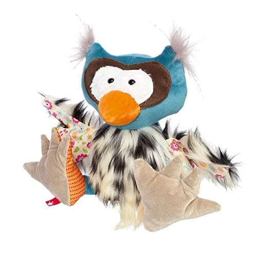 SIGIKID 42854 Stofftier Eule Patchwork Sweety Kuscheltier zum Spielen & Schmusen aus weichem Materialmix für Babys und Kinder, Jungen und Mädchen von 0 Monaten bis 8 Jahren Mehrfarbig/Eule 28 cm