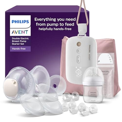 Philips Avent - Kit de tire-lait électrique mains libres, moteur de qualité hospitalière, imite le rythme de succion de bébé, jusqu'à 85 aspirations par min, 6 téterelles et 8 inserts, SCD553/11