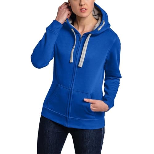 HRM Veste à Capuche pour Femmes, Bleu Royal, Taille 4XL I Hoddie Premium Femme avec Doublure Contrastée I Sweat à Capuche Basique à Fermeture éclair I Hauts Femmes Haut de Gamme et Durables