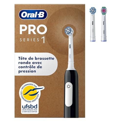 Oral-B Brosse à Dents Electrique Pro 1 avec 3 Brossettes de Rechange, Noire