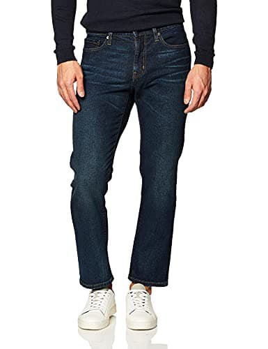 Amazon Essentials Herren Stretchjeans, Gerade Geschnitten - Auslauffarben, Dunkle Waschung, 35W / 29L