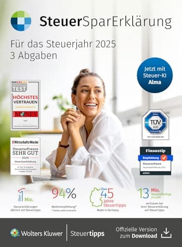 SteuerSparErklärung 2026 I Einfache Steuererklärung für das Steuerjahr 2025 mit ELSTER & Datenimport | Inkl. 3 Abgaben & digitaler Steuer-KI Alma | Für Windows & Mac I Aktivierungscode per Email