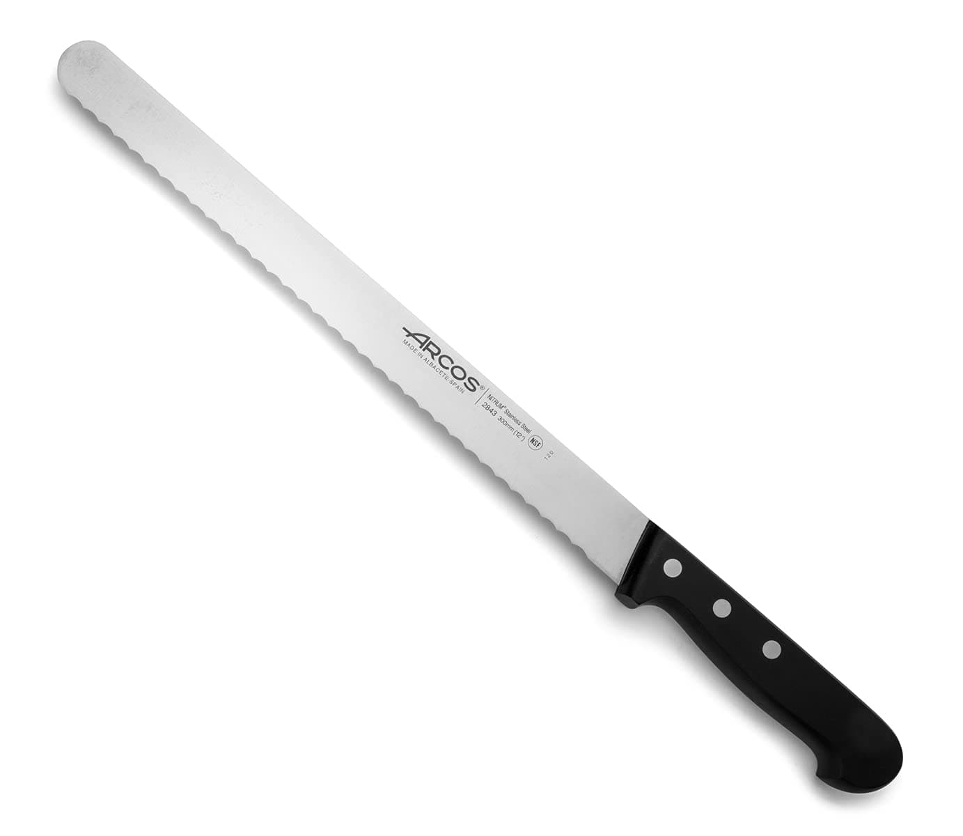 Arcos Serie Universal - Cuchillo Pastelero - Hoja de Acero Inoxidable NITRUM 300 mm - Mango de Polioximetileno (POM) Color Negro