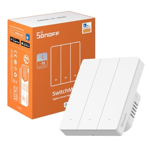 SONOFF ZBM5 Interrupteur Mural Zigbee à Relais, 80-Type, 3 Canal, Installation avec ou sans Neutre, Contrôle à Distance via l'Application, Hub Requis