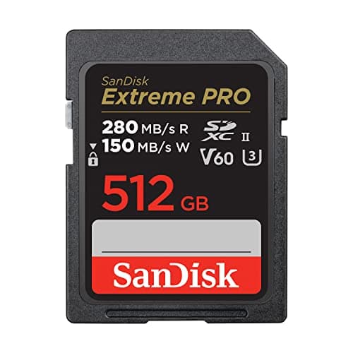SanDisk Extreme PRO SDXC UHS-II Speicherkarte V60 512 GB (280 MB/s, 6K, 4K UHD, U3, C10, Rescue PRO Deluxe)