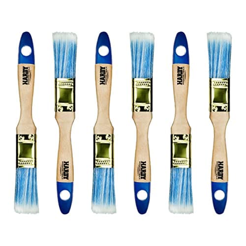Hardy Working Tools – Lot de 6 Pinceaux Plats 25 mm Série 42, Pinceau pour Lasure sur Bois et Vernis Métal - Poils Synthétiques Clairs de Haute Qualité