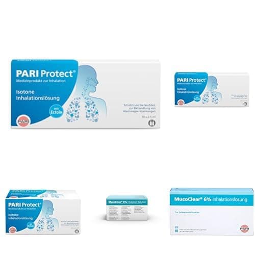 Bundle of PARI MucoClear Protect 3% NaCl Inhalationslösung mit Ectoin – Hypertone Kochsalzlösung zum Inhalieren – für Säuglinge, Kinder und Erwachsene – 10 Ampullen á 2.5ml – Steril, ohne Konservierun