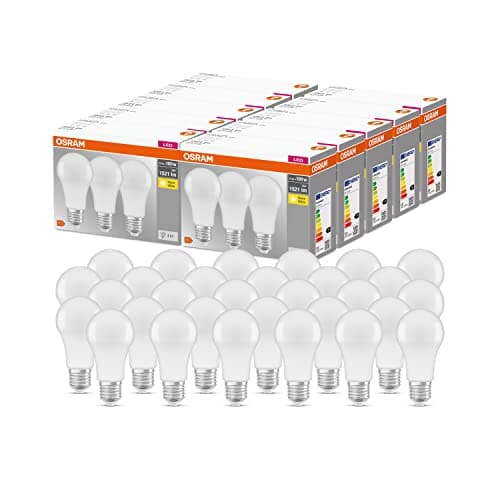 OSRAM LED Base Classic A, in Kolbenform mit E27-Sockel, Nicht Dimmbar, Ersetzt 100 Watt, Matt, Warmweiß - 2700 Kelvin, 10 x 3er-Pack