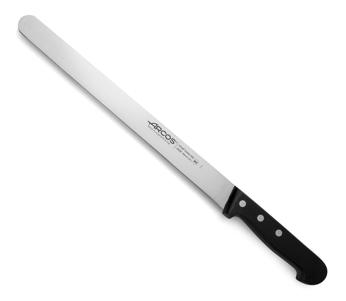 Arcos Serie Universal - Cuchillo Jamonero - Hoja de Acero Inoxidable NITRUM 300 mm - Mango de Polioximetileno (POM) Color Negro