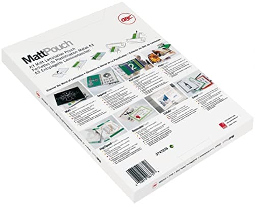 GBC Laminierfolien A4 Matt 75 mic, Beschriftbare Oberfläche, Robuste Laminiertaschen im 100er Pack, Glänzend, Transparent, Ideal für Büro & Schule, 3747240