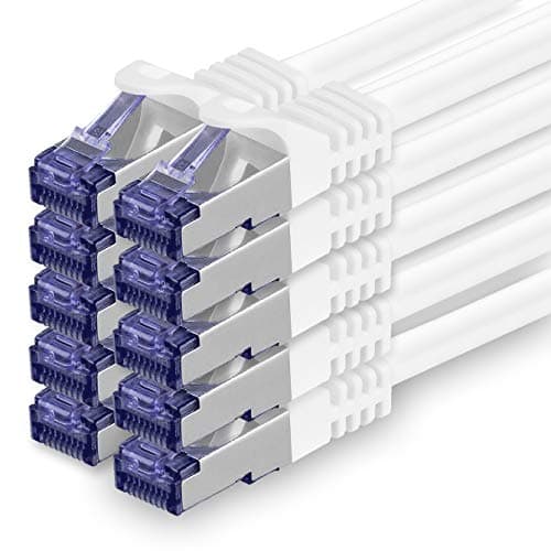1aTTack.de 10x 0,5m CAT7 Netzwerkkabel RJ45 10 Gigabit SFTP PIMF - Weiß