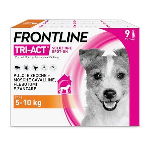 FRONTLINE Triact, 9 Pipette, Cane S (5-10 kg), Antiparassitario per Cani e Cuccioli di Lunga Durata, Protegge il Cane da Pulci, Zecche, Zanzare, Pappataci e Leishmaniosi, Antipulci 9 Pipette