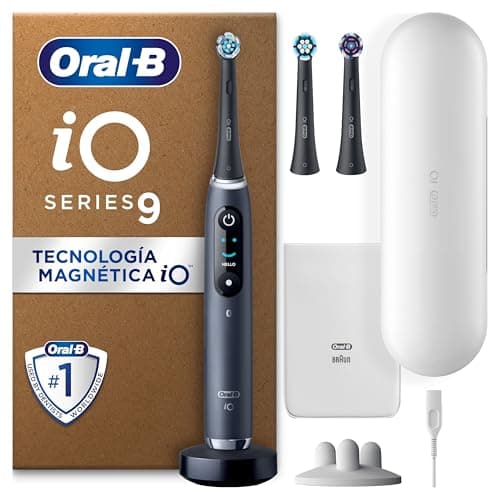 Oral-B iO 9 Cepillo De Dientes Eléctrico Negro, 3 Cabezales, 1 Estuche Cargador De Viaje, Diseñado Por Braun