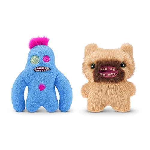 Fuggler Hairy Fuggs de 23 cm Serie 1 de ZURU, Juguete de Peluche Funny Ugly Monster, 2PK(Sasquoosh - Tuft - Bl UE and Screech - Beard - Blonde)