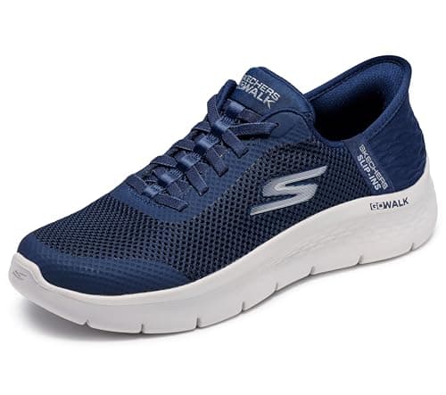 Skechers Donna Go Walk Flex Grand Entry Trainers, Navy Textile/White Trim, 38 EU