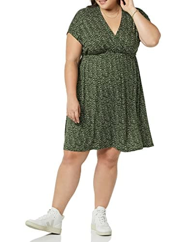 Amazon Essentials Robe Tunique (Grandes Tailles Disponibles) Femme, Vert Olive Points, L