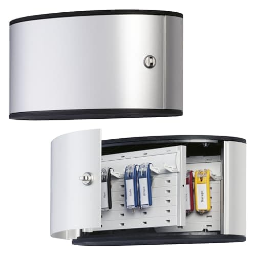 Durable Cassetta portachiavi da parete Key Box 12, cassetta portachiavi con pomello, cassetta porta chiavi da muro, 12 chiavi, argento, 196023