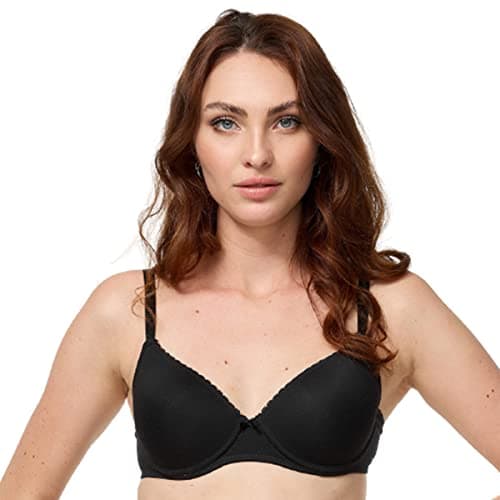Nur Die Traumweich Bügel-BH besonders weiche Modal-Faser gepaddete Cups für einen natürlichen Push-Up-Effekt zarte Spitze Damen, schwarz, 85C