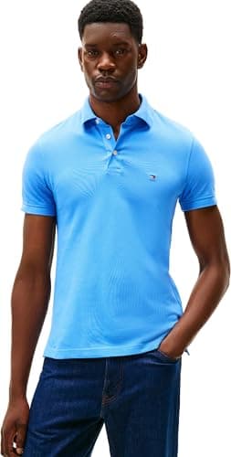 Tommy Hilfiger Herren Poloshirt Kurzarm 1985 Slim Fit, Blau (Blue Spell), L