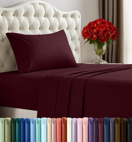 Utopia Bedding, set di lenzuola per letto singolo, 3 pezzi, in microfibra spazzolata, resistenti al restringimento e allo scolorimento, facile manutenzione (bordeaux)