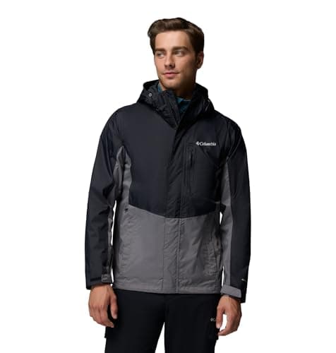 Columbia Pouring Adventure III Chaqueta, Impermeable, Diseño Transpirable, Capucha Ajustable, Bolsillos Seguros, Puños de Manga Personalizados, Estructura Compacta - Hombre