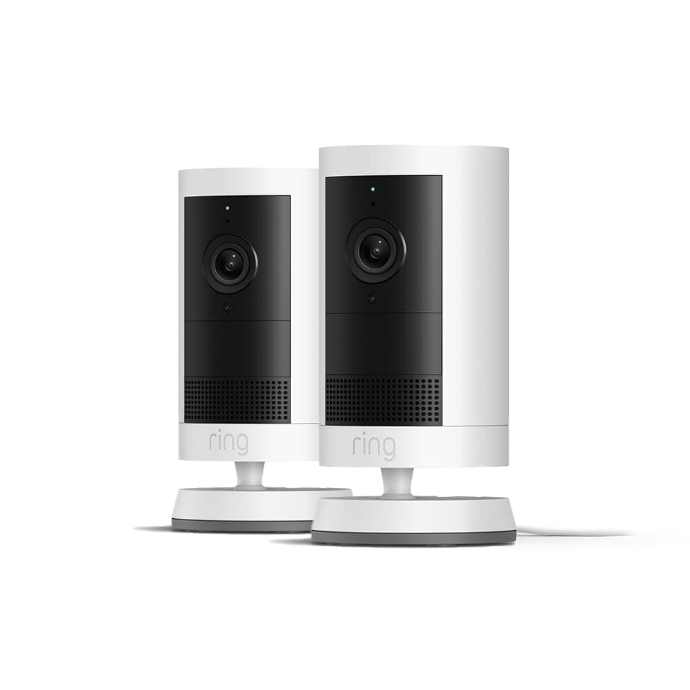 Ring Außenkamera Plus Netzstecker (Outdoor Camera Plus) | Retinal 2K | Kabellose Sicherheitskamera zur Selbstinstallation im Außenbereich | 30 Tage Gratiszeitraum für Ring Home-Abonnement |2 Kameras